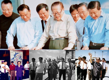 年轻精干！习近平陪同江泽民视察老照片