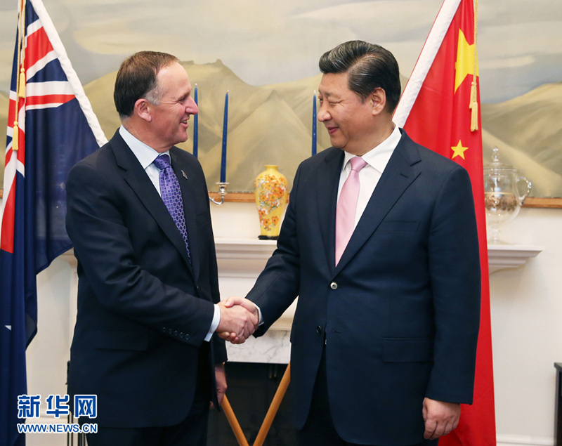 11月20日，中国国家主席习近平在惠灵顿同新西兰总理约翰·基举行会谈。 新华社记者 马占成 摄