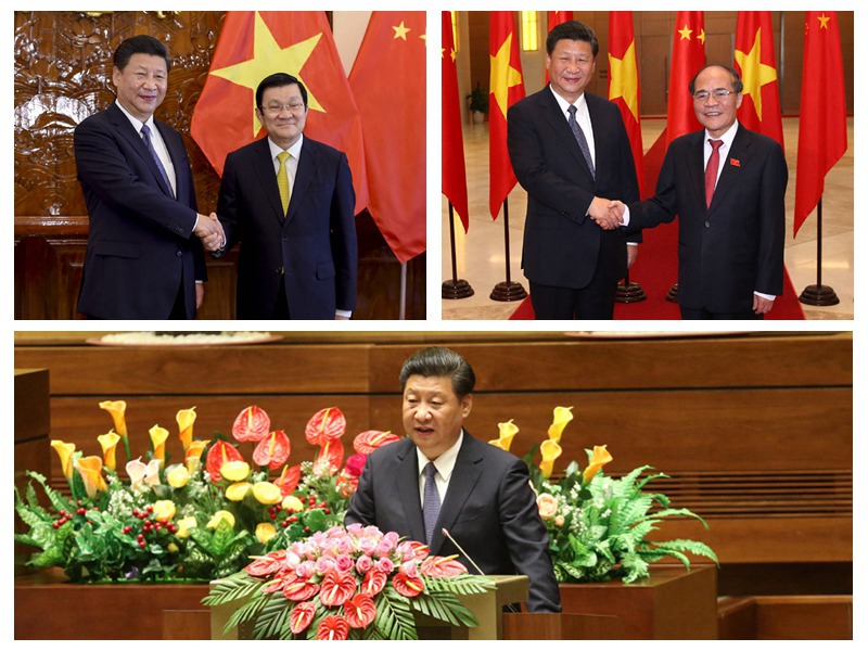 11月6日，中共中央總書記、國家主席習近平在河內同越南國家主席張晉創舉行會談﹔會見越南國會主席阮生雄﹔在越南國會發表題為《共同譜寫中越友好新篇章》的重要演講。新華社記者 李學仁、龐興雷 攝