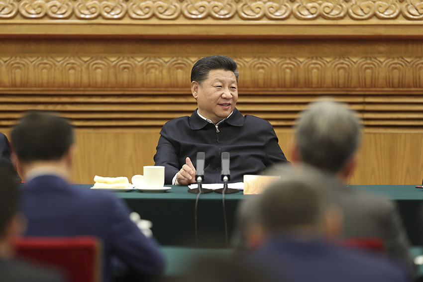 11月1日，中共中央總書記、國家主席、中央軍委主席習近平在北京人民大會堂主持召開民營企業座談會並發表重要講話。新華社發（盛佳鵬 攝）